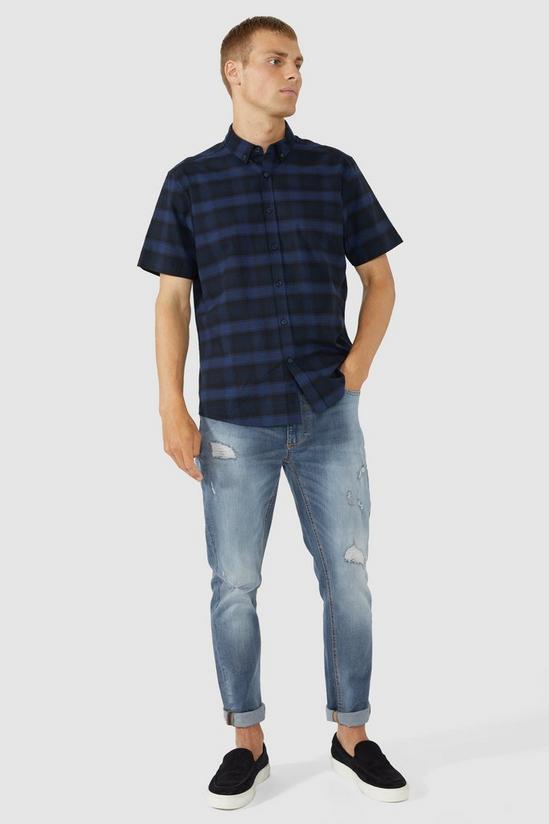 Red Herring Short Sleeve Blue Large Scale Check 1