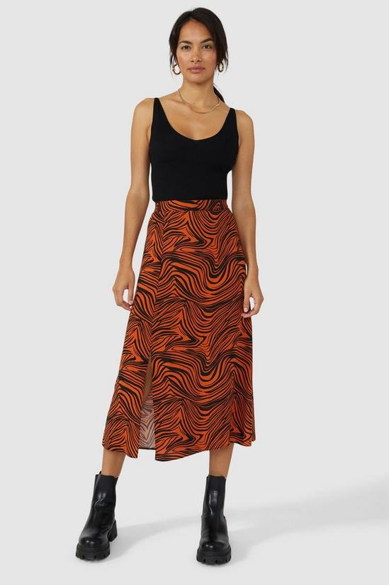 Red Herring Zebra Print Bias Cut Midi Skirt 1