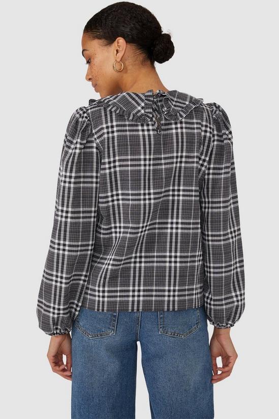 Red Herring Mono Check Frill Collar Blouse 3