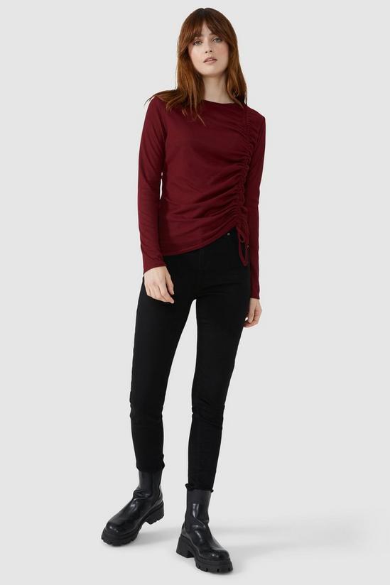 Red Herring Asymmetric Ruched Ribbed Top 1