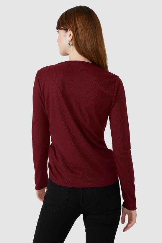 Red Herring Asymmetric Ruched Ribbed Top 3