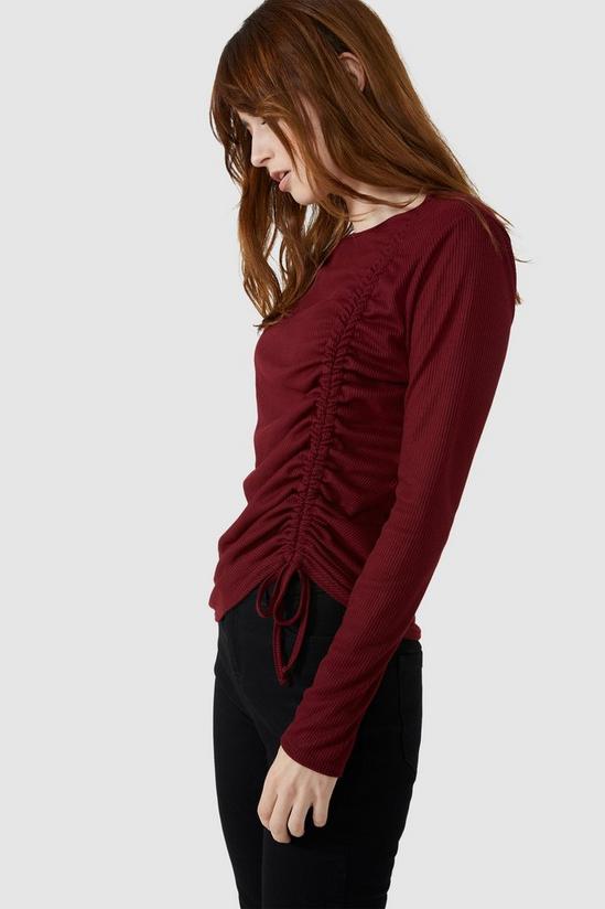 Red Herring Asymmetric Ruched Ribbed Top 4