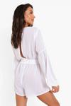 boohoo Lace Up Puff Sleeve Woven Playsuit thumbnail 2
