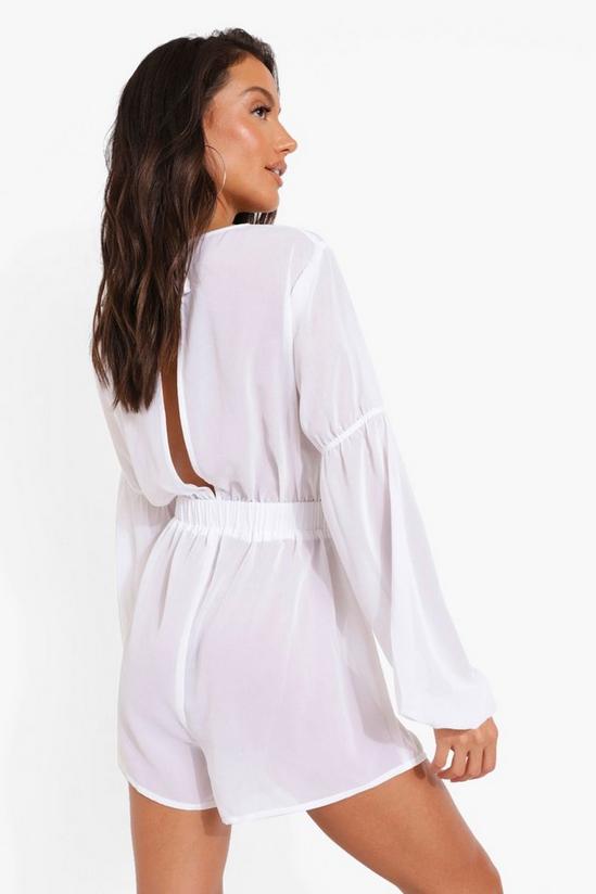boohoo Lace Up Puff Sleeve Woven Playsuit 2