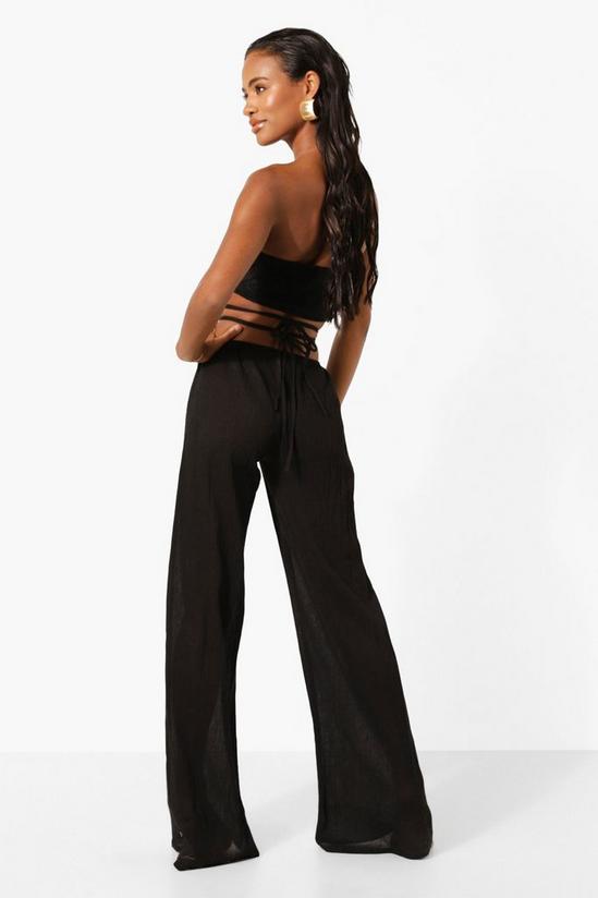 boohoo Cheesecloth V Strappy Waistband Beach Trouser 2