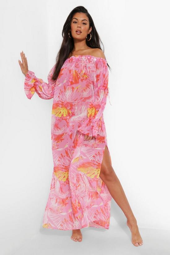 boohoo Bardot Tropical Beach Dress 1