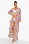 boohoo Tropical Maxi Chiffon Beach Kimono thumbnail 3