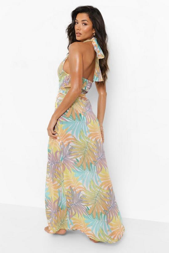 boohoo Mint Palm Plunge Chiffon Beach Dress 2