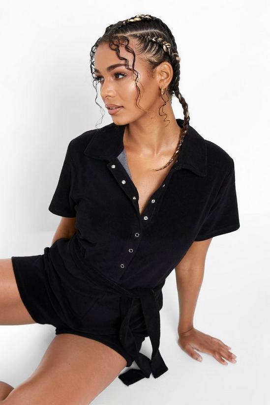 boohoo Towelling Belted Beach Playsuit 4
