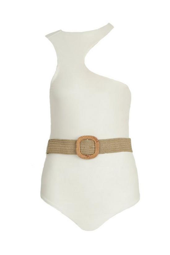 boohoo Cut Out Detail Swimsuit With Rafia Belt 5