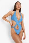 boohoo Cut Out Ring Detail Swimsuit thumbnail 3