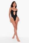 boohoo Plunge Front Cross Strap Cut Out Swimsuit thumbnail 3
