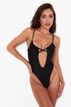 boohoo Plunge Front Cross Strap Cut Out Swimsuit thumbnail 4