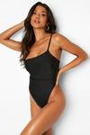 boohoo Single Strap Belted High Rise Swimsuit thumbnail 3