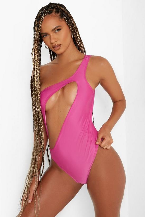 boohoo One Shoulder Cut Out Swimsuit 1