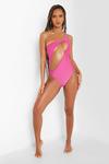 boohoo One Shoulder Cut Out Swimsuit thumbnail 3