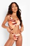 boohoo Ring Detail Abstract Print Cut Out Swimsuit thumbnail 1