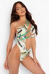 boohoo Printed Strappy Detail Printed Swimsuit thumbnail 1