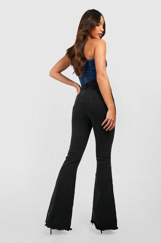 boohoo Tall High Waist Ripped Stretch Flare Jeans 2
