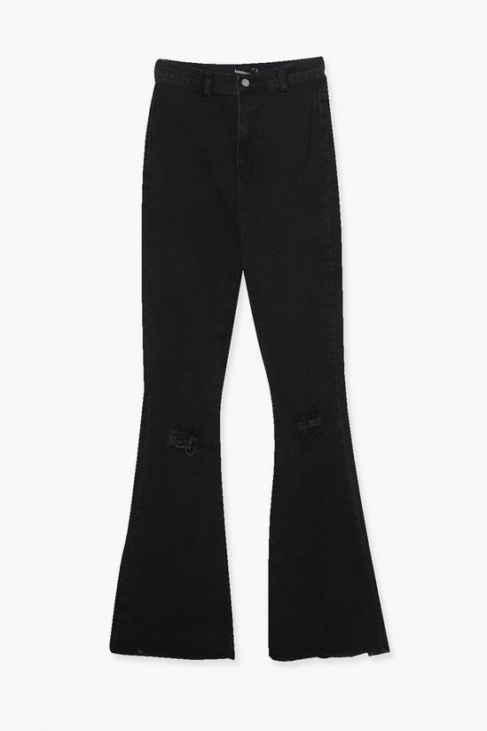 boohoo Tall High Waist Ripped Stretch Flare Jeans 5