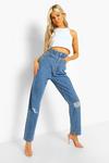 boohoo Tall Classic High Rise Distressed Mom Jeans thumbnail 3