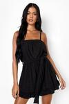boohoo Tall Broderie Tie Waist Strappy Playsuit thumbnail 1
