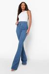 boohoo Tall Zip Front Stretch Skinny Flared Jeans thumbnail 3