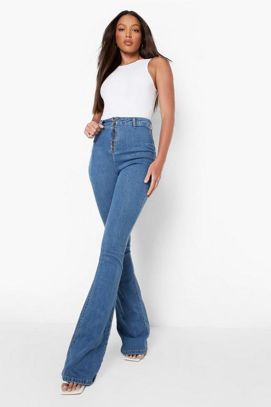 boohoo Tall Zip Front Stretch Skinny Flared Jeans 3
