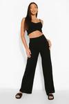 boohoo Tall Strappy Crop And Wide Leg Woven Co-Ord thumbnail 3