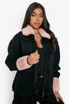 boohoo Tall Detachable Faux Fur Trim Denim Jacket thumbnail 1