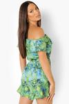 boohoo Tall Off The Shoulder Tropical Playsuit thumbnail 2