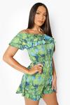 boohoo Tall Off The Shoulder Tropical Playsuit thumbnail 4