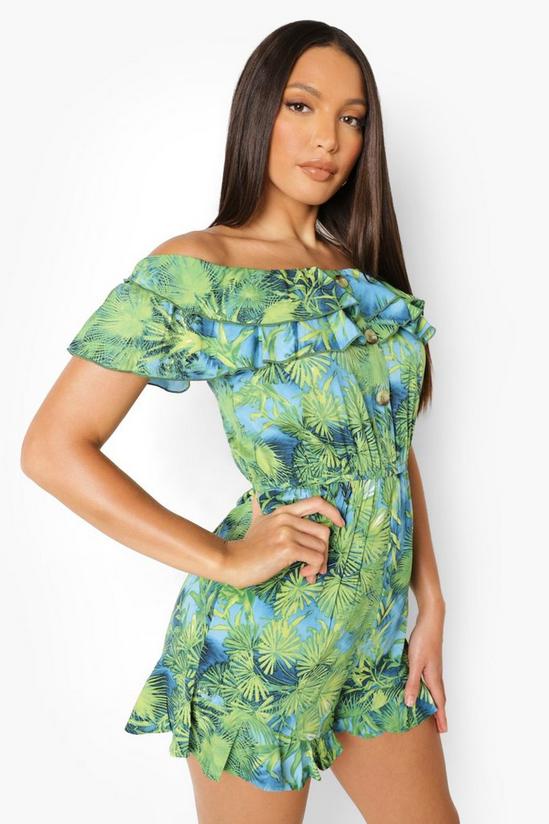 boohoo Tall Off The Shoulder Tropical Playsuit 4
