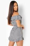 boohoo Tall Off The Shoulder Gingham Playsuit thumbnail 2