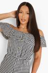 boohoo Tall Off The Shoulder Gingham Playsuit thumbnail 4