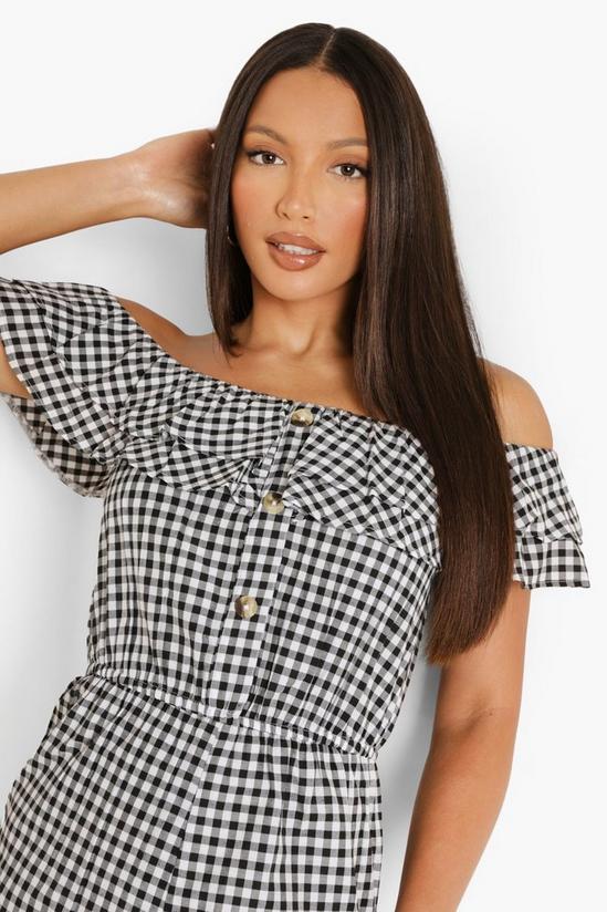 boohoo Tall Off The Shoulder Gingham Playsuit 4