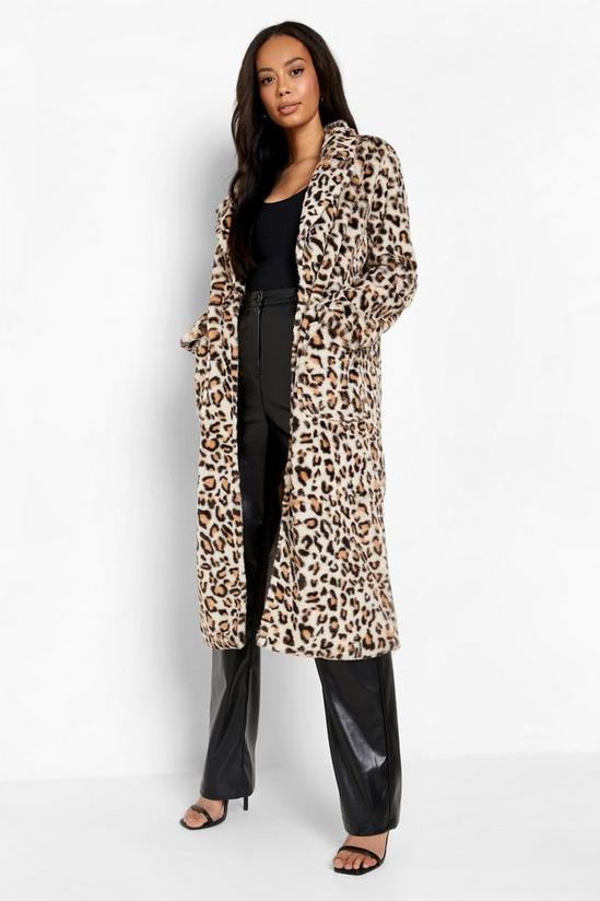 boohoo Tall Faux Leopard Fur Coat 1