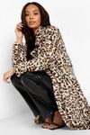 boohoo Tall Faux Leopard Fur Coat thumbnail 4