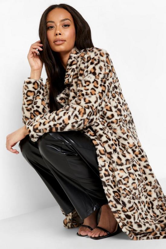 boohoo Tall Faux Leopard Fur Coat 4