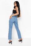 boohoo Tall Lace Up Side Straight Leg Jeans thumbnail 2