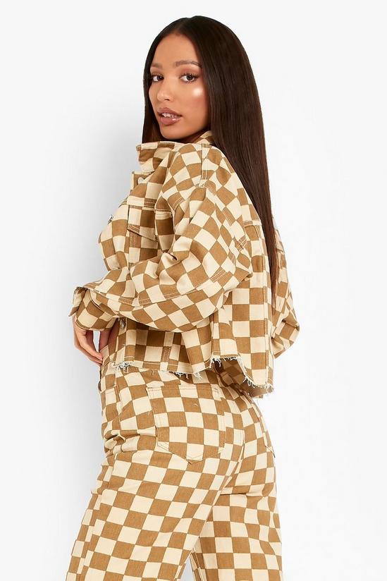 boohoo Tall Checkerboard Printed Denim Jacket 2