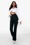 boohoo Tall Button Front High Waisted Flared Jeans thumbnail 4