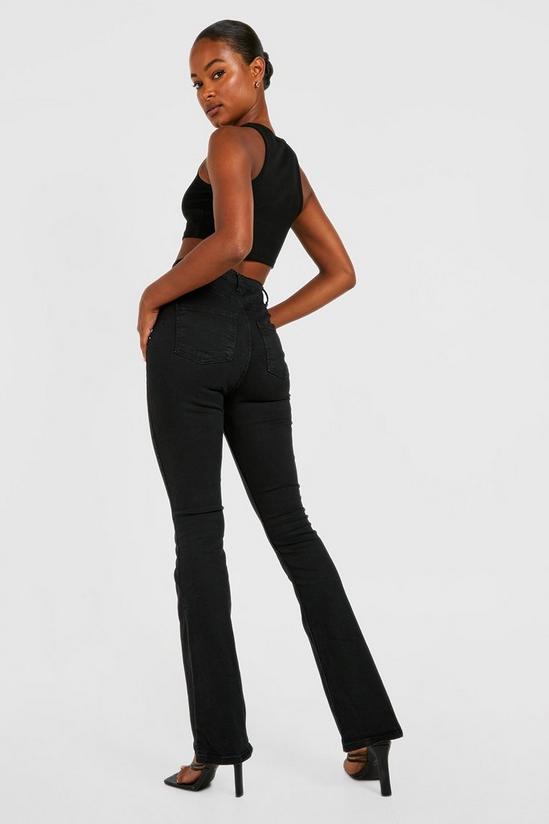 boohoo Tall Button Front High Waisted Flared Jeans 2
