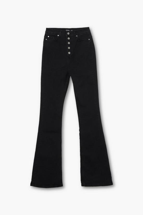 boohoo Tall Button Front High Waisted Flared Jeans 5