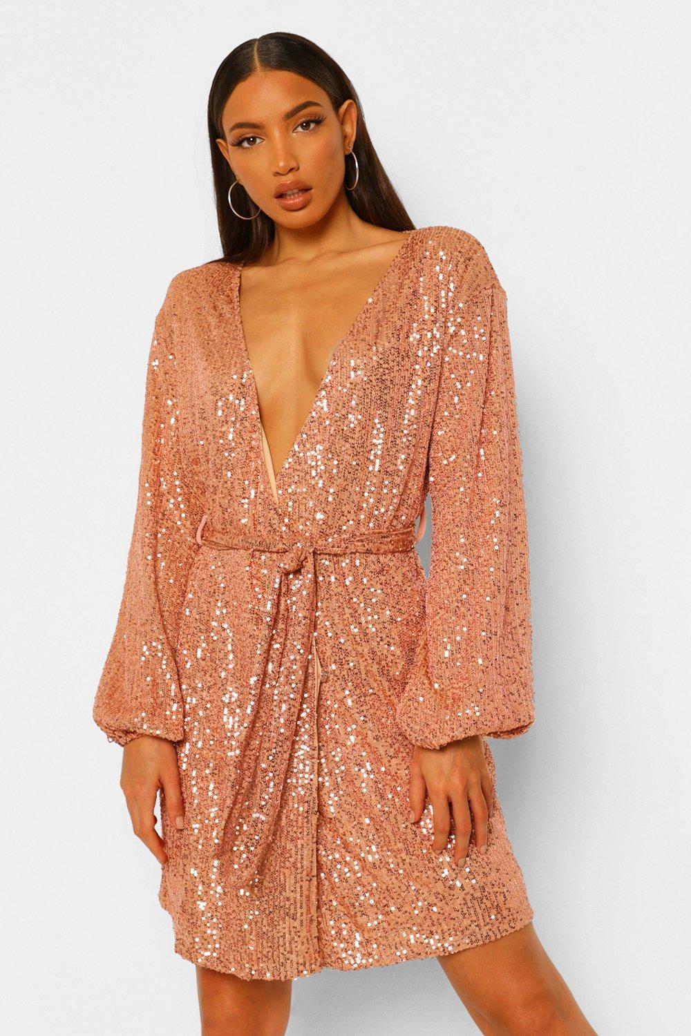 Tall Belted Sequin Dress