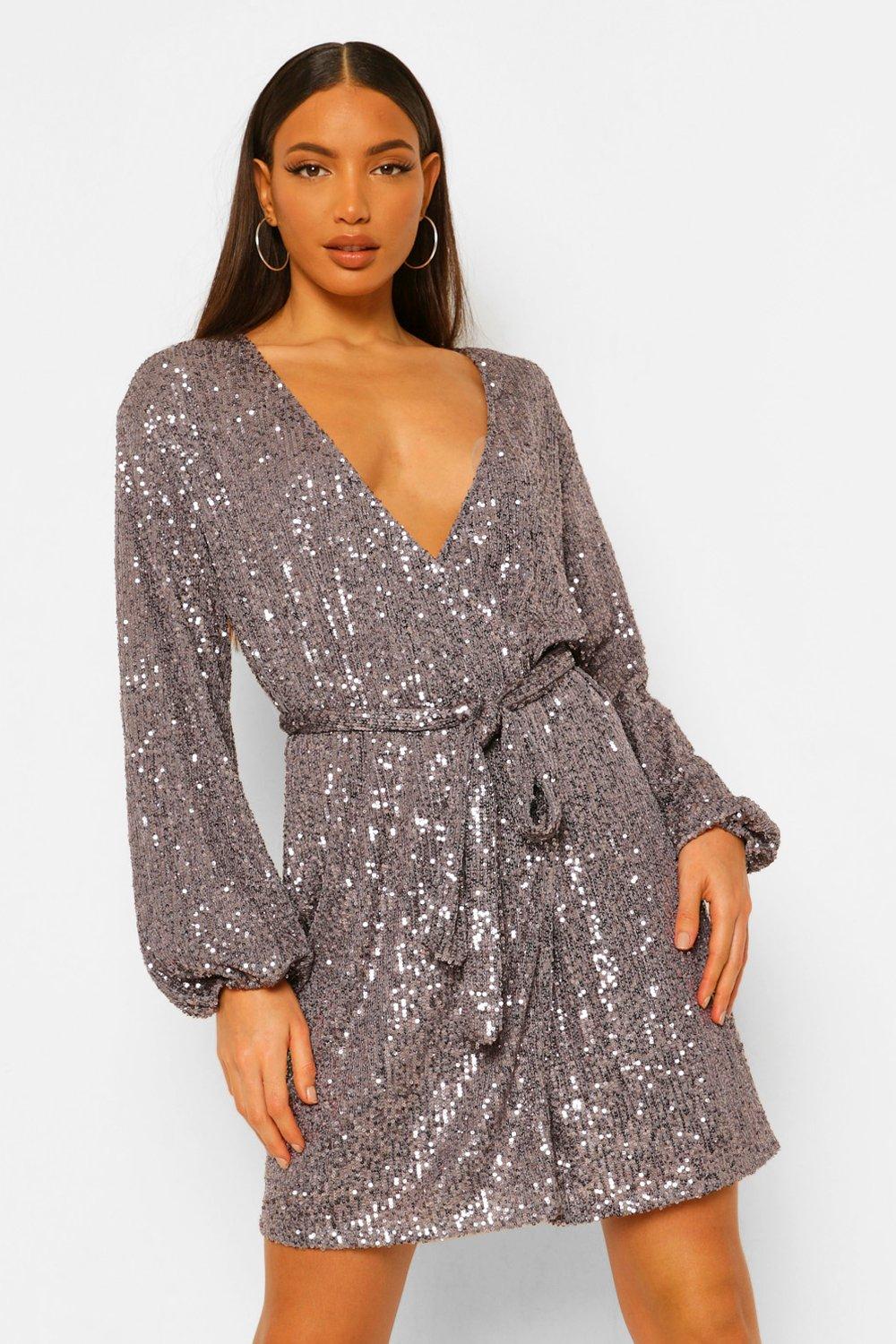 Tall Belted Sequin Dress