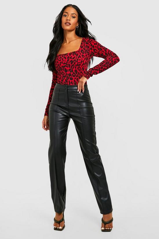 boohoo Tall Square Neck Leopard Print Bodysuit 3