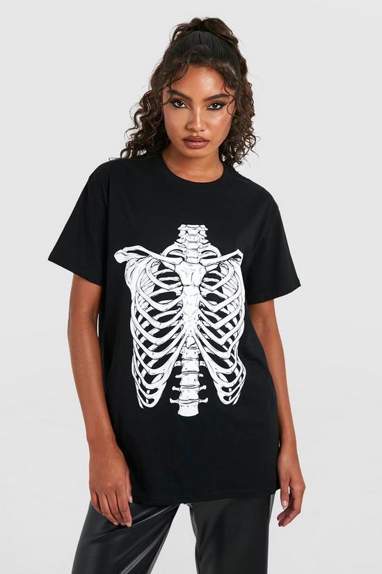 boohoo Tall Skeleton Rib Cage Halloween T-Shirt 1