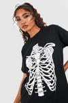boohoo Tall Skeleton Rib Cage Halloween T-Shirt thumbnail 4