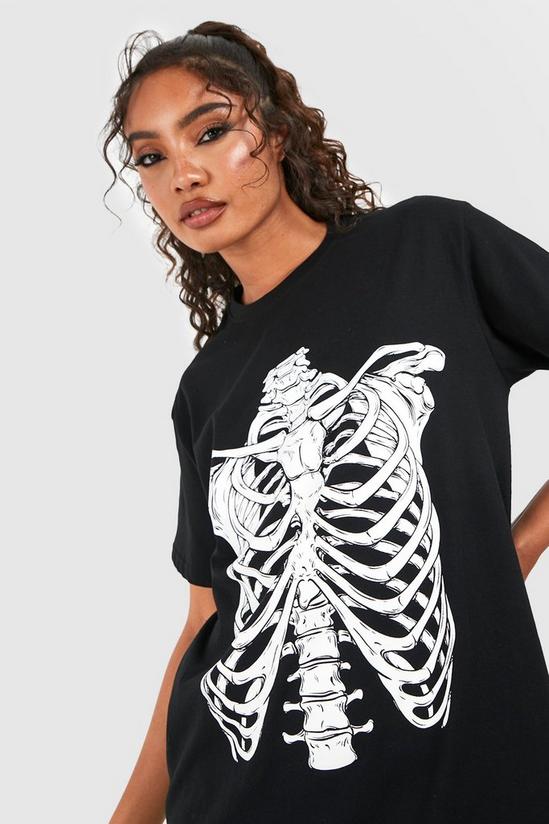 boohoo Tall Skeleton Rib Cage Halloween T-Shirt 4
